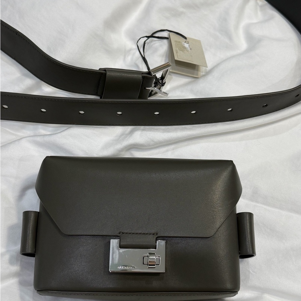 All Saints Frankie 3 in 1 Crossbody Belt Bag Silver Buckle Green NWT - Picture 8 of 17